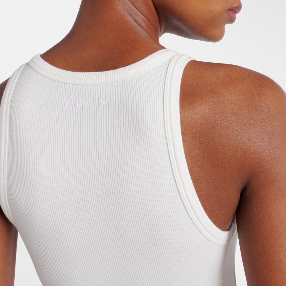 ALAIA Ribbed Knit Bodysuit in White
